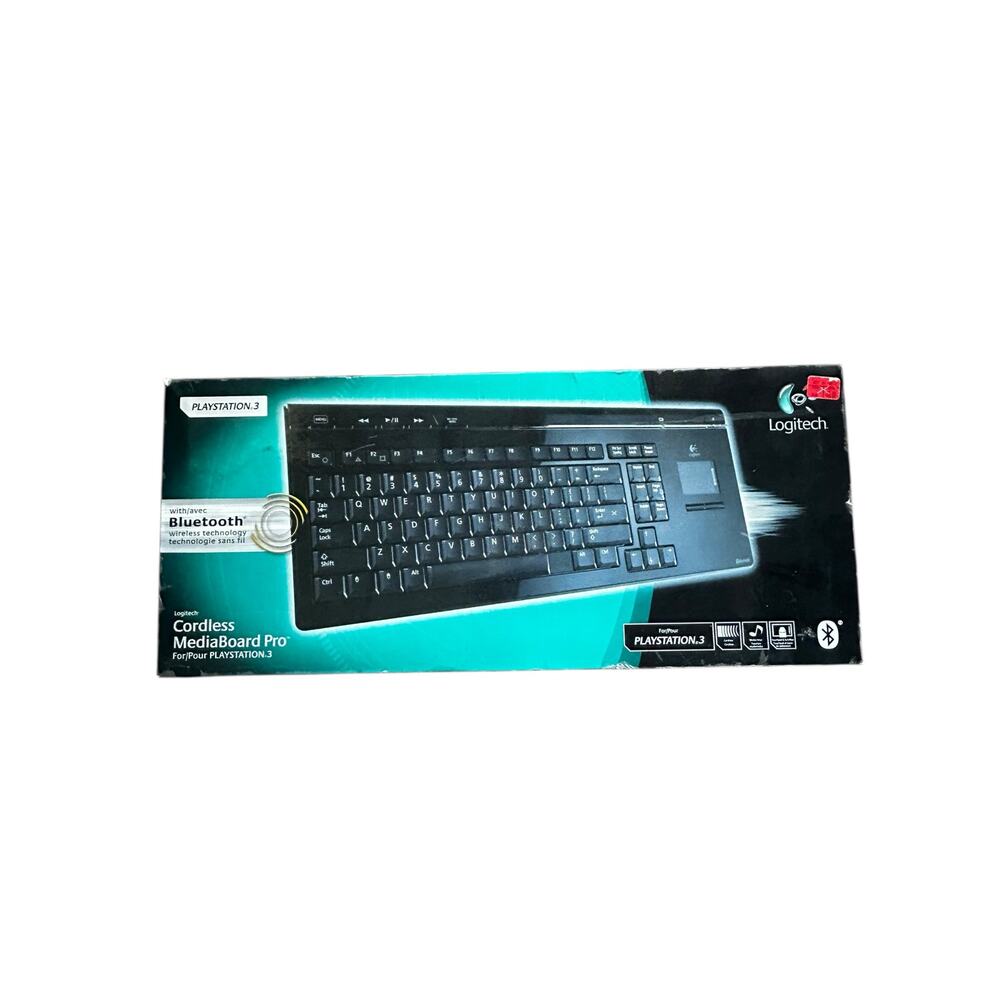 Logitech Cordless MediaBoard Pro Keyboard & Controller for PS 3 โ Tested OG Box